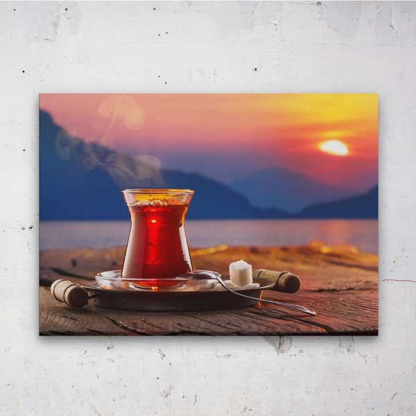 Gün Batımı Manzaralı Çay Bardağı Kafe Duvar Tablosu Kanvas – 12163