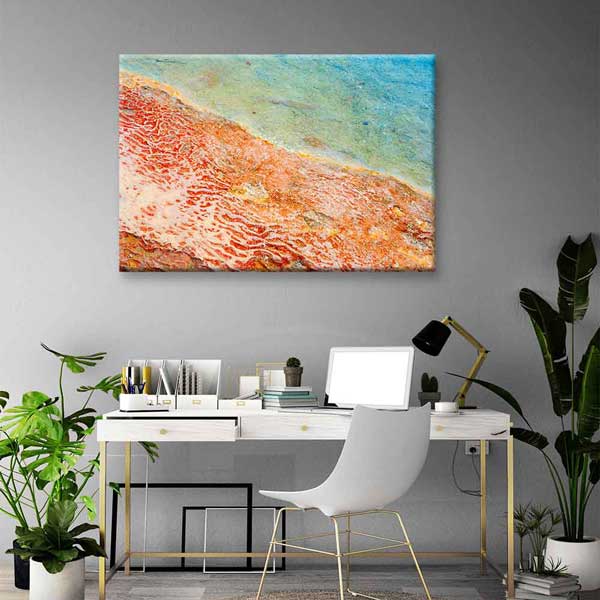 Turkuaz ve Mercan Soyut Doğa Dokusu Kanvas Tablo 4036