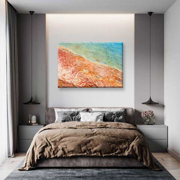 Turkuaz ve Mercan Soyut Doğa Dokusu Kanvas Tablo 4036