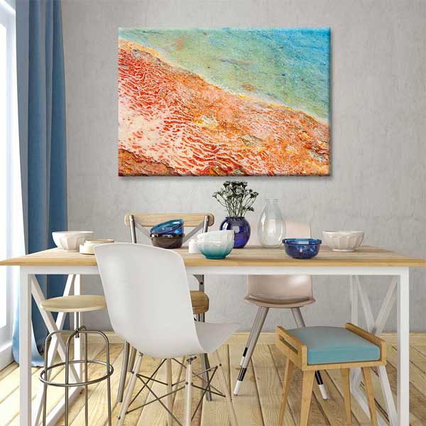 Turkuaz ve Mercan Soyut Doğa Dokusu Kanvas Tablo 4036
