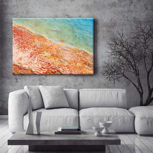 Turkuaz ve Mercan Soyut Doğa Dokusu Kanvas Tablo 4036