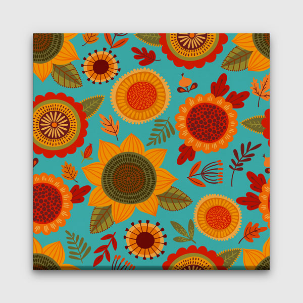 Renkli Ayçiçeği Deseni Dekoratif Kanvas Tablo 4694