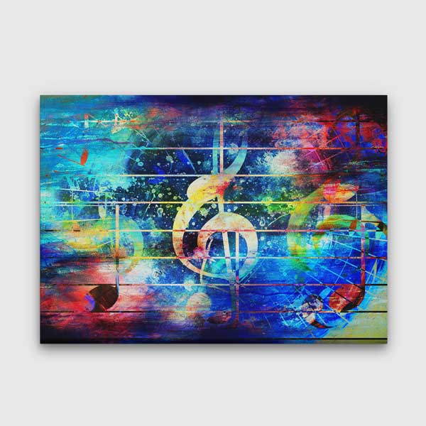 Renkli Nota Temalı Soyut Müzik Kanvas Tablo 5042