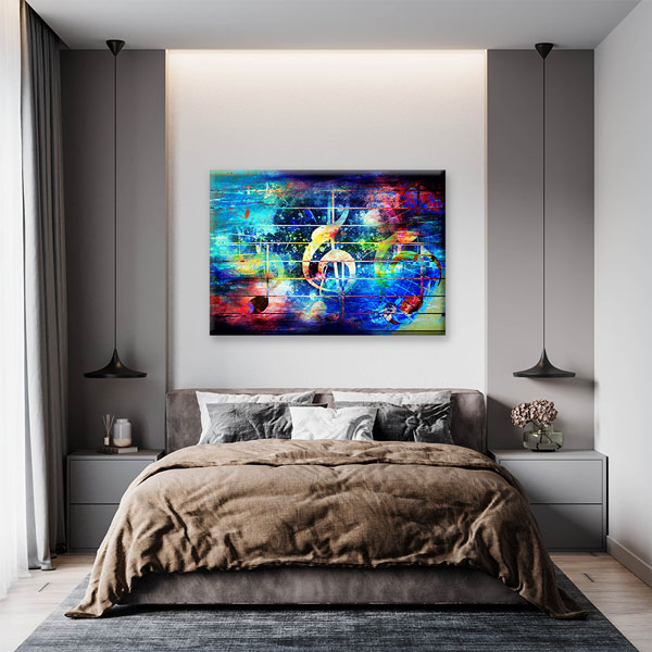 Renkli Nota Temalı Soyut Müzik Kanvas Tablo 5042