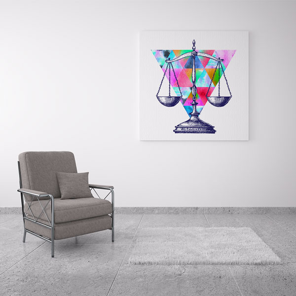 Geometrik Desenli Adalet Terazisi Temalı Kanvas Tablo – 5267