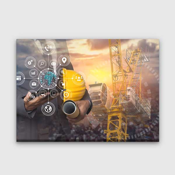 İnşaat ve Dijital Teknoloji Temalı Kanvas Duvar Tablosu – 5437