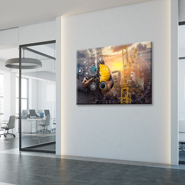 kanvas-duvar-tablolari-5437-03 İnşaat ve Dijital Teknoloji Temalı Kanvas Duvar Tablosu – 5437