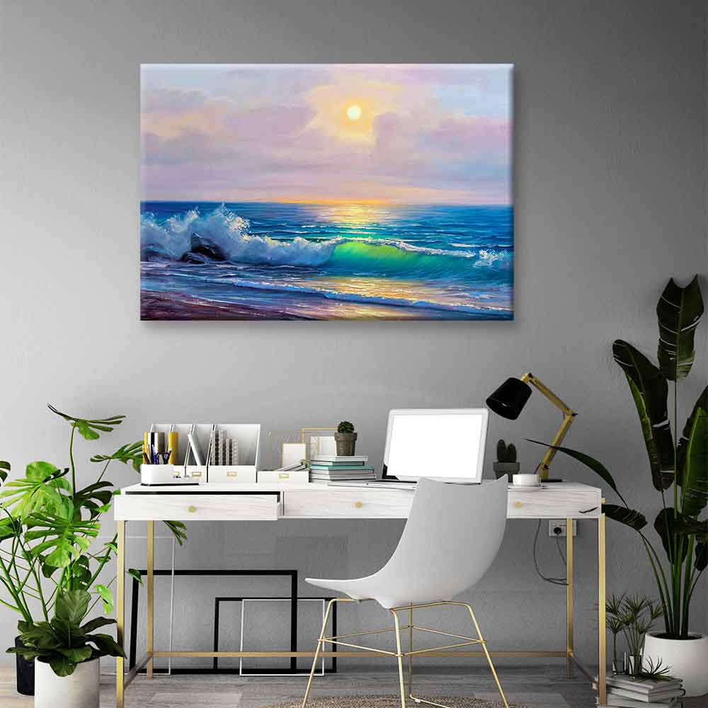 Gün Işığında Dalga ve Deniz Manzarası Kanvas Tablo 4383