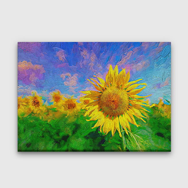 Renkli Ayçiçeği Tarlası Manzarası Kanvas Tablo 4675