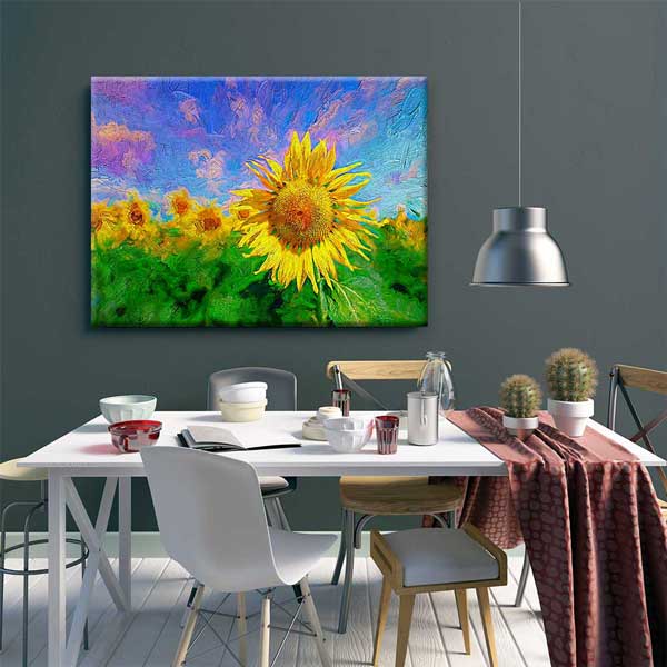 Renkli Ayçiçeği Tarlası Manzarası Kanvas Tablo 4675