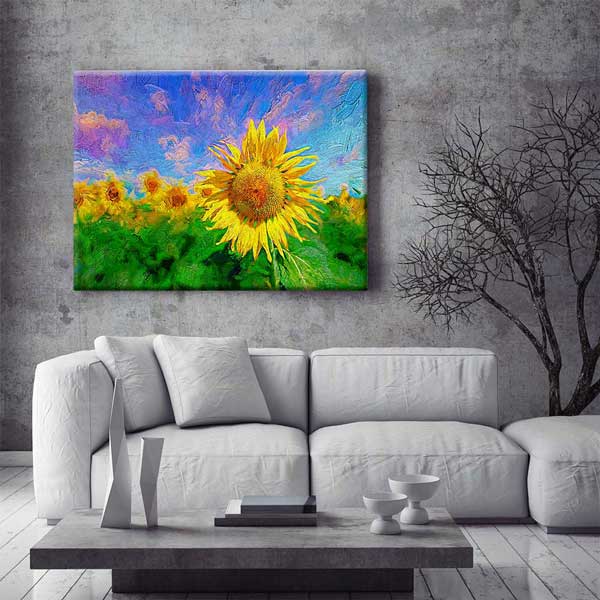 Renkli Ayçiçeği Tarlası Manzarası Kanvas Tablo 4675