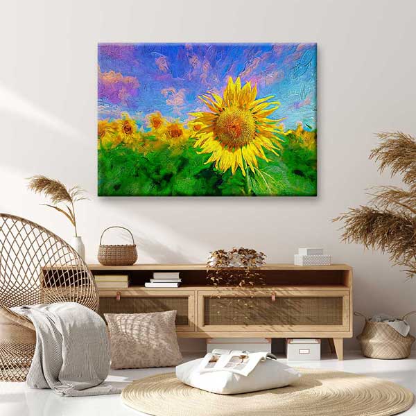 Renkli Ayçiçeği Tarlası Manzarası Kanvas Tablo 4675