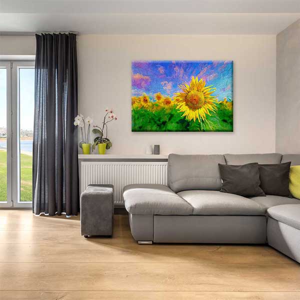 Renkli Ayçiçeği Tarlası Manzarası Kanvas Tablo 4675