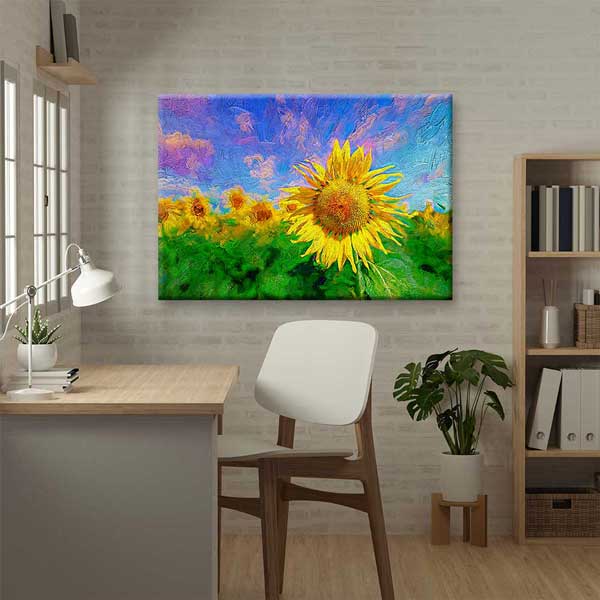 Renkli Ayçiçeği Tarlası Manzarası Kanvas Tablo 4675