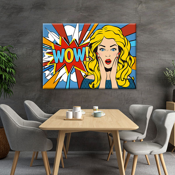Pop Art Kadın Temalı WOW Kanvas Duvar Tablosu – 5655
