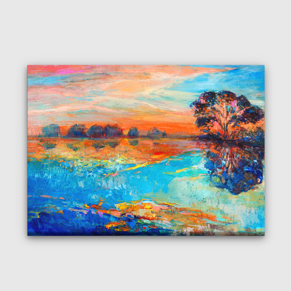 Renkli Gün Batımı ve Ağaç Yansıması Manzara Kanvas Tablo 2133