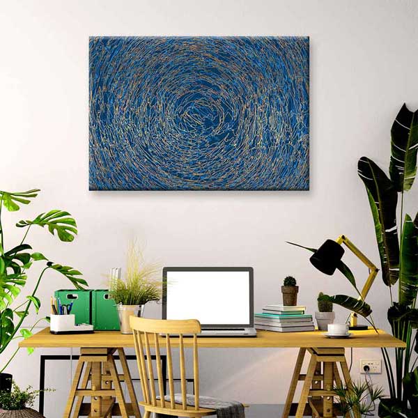 Mavi Spiral Dokulu Soyut Sanat Kanvas Tablo 4122