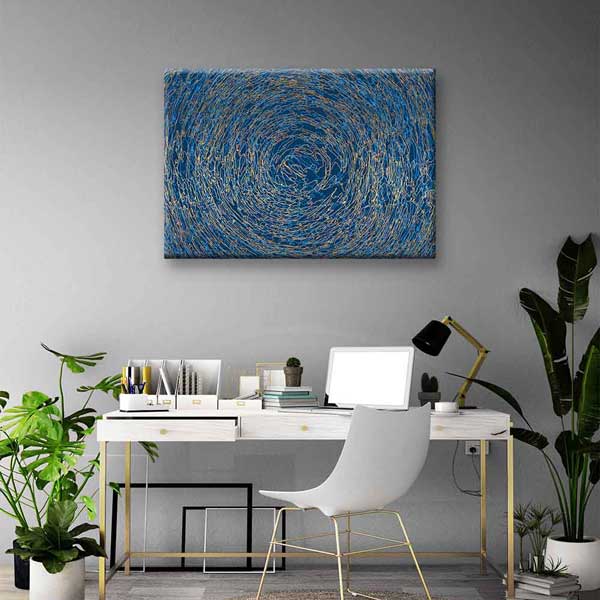 Mavi Spiral Dokulu Soyut Sanat Kanvas Tablo 4122