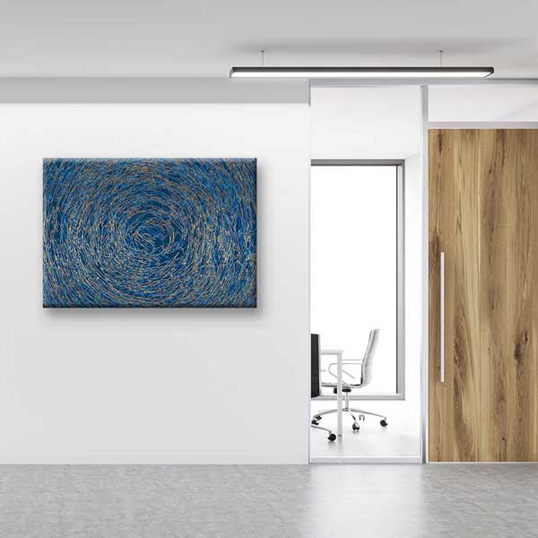 Mavi Spiral Dokulu Soyut Sanat Kanvas Tablo 4122