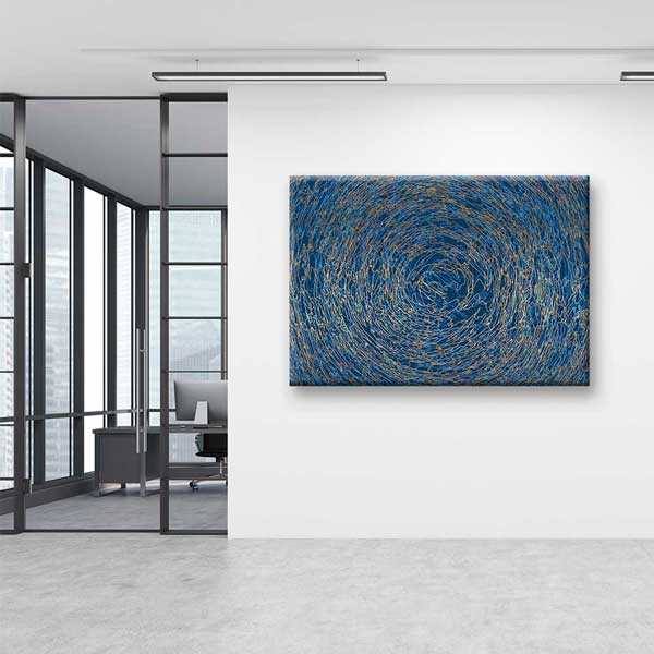 Mavi Spiral Dokulu Soyut Sanat Kanvas Tablo 4122