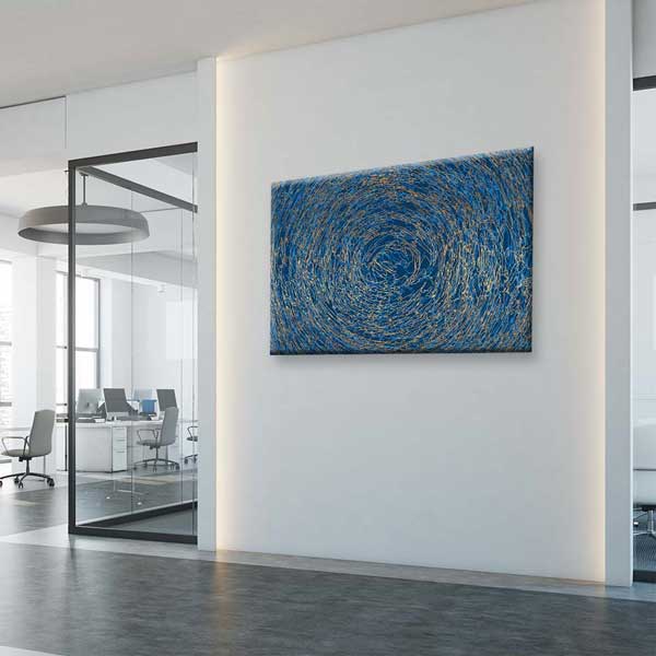 Mavi Spiral Dokulu Soyut Sanat Kanvas Tablo 4122