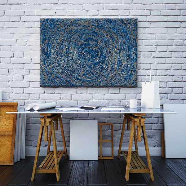 Mavi Spiral Dokulu Soyut Sanat Kanvas Tablo 4122