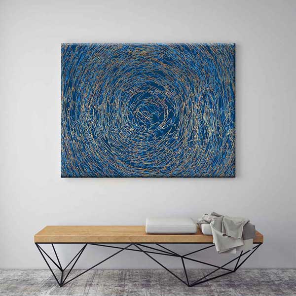 Mavi Spiral Dokulu Soyut Sanat Kanvas Tablo 4122
