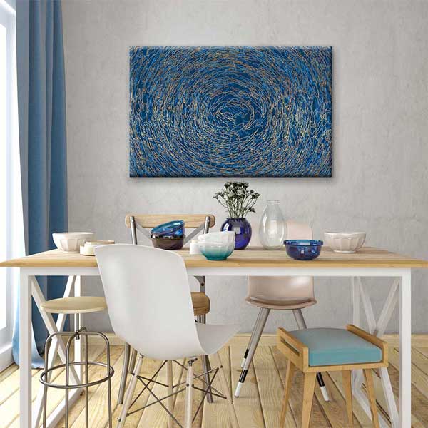 Mavi Spiral Dokulu Soyut Sanat Kanvas Tablo 4122
