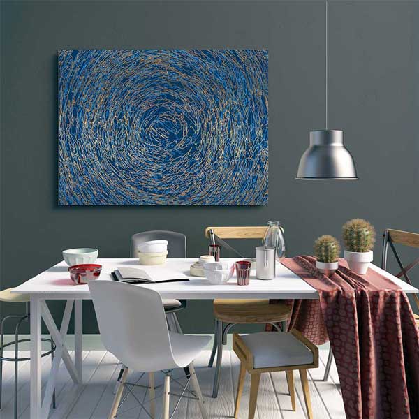 Mavi Spiral Dokulu Soyut Sanat Kanvas Tablo 4122