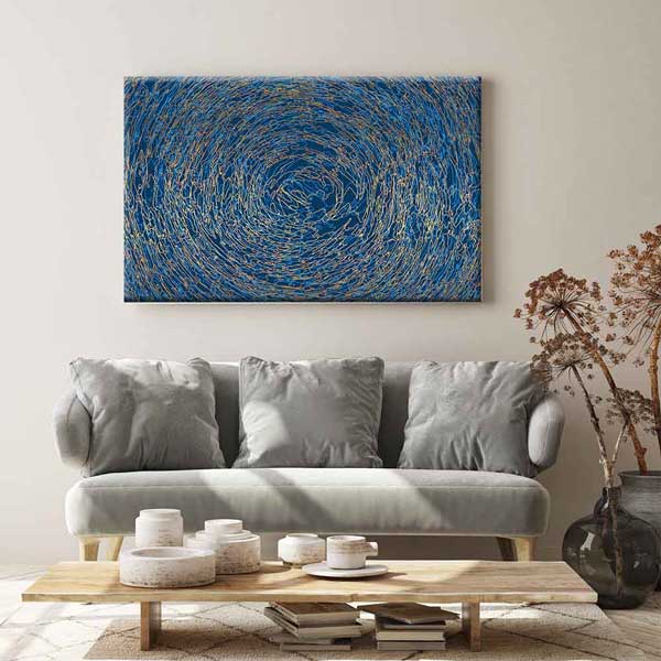 Mavi Spiral Dokulu Soyut Sanat Kanvas Tablo 4122