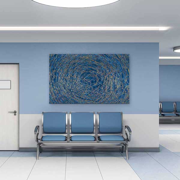 Mavi Spiral Dokulu Soyut Sanat Kanvas Tablo 4122