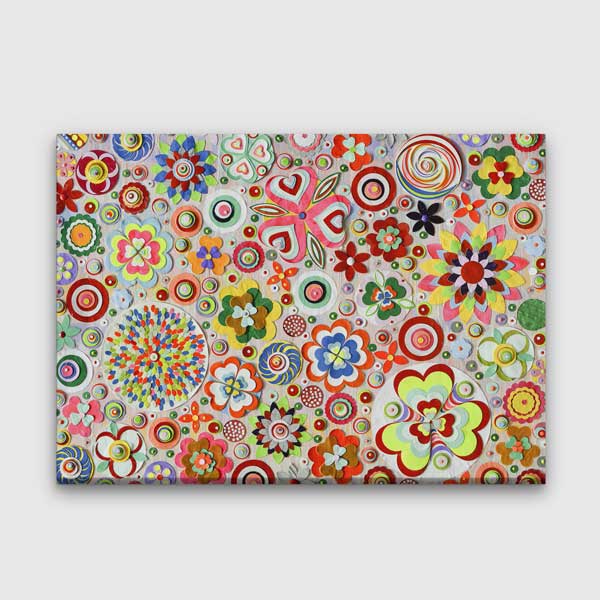Renkli Soyut Çiçek Desenli Kanvas Tablo 4224