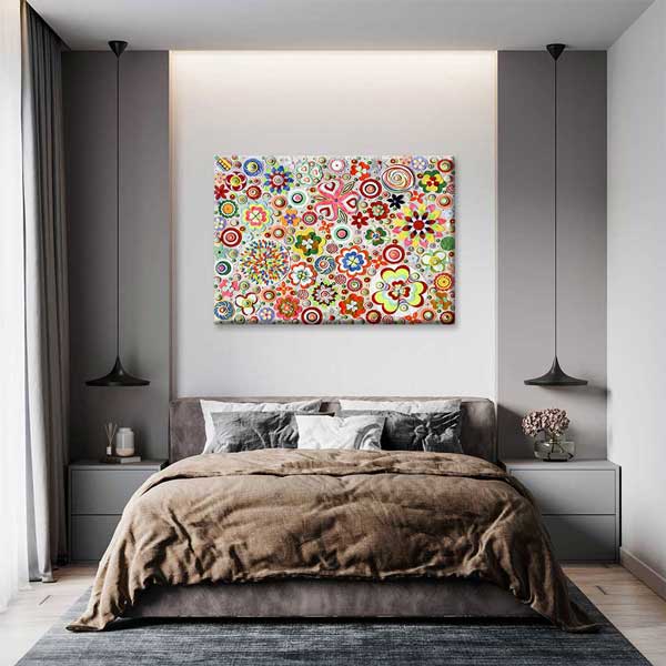 Renkli Soyut Çiçek Desenli Kanvas Tablo 4224