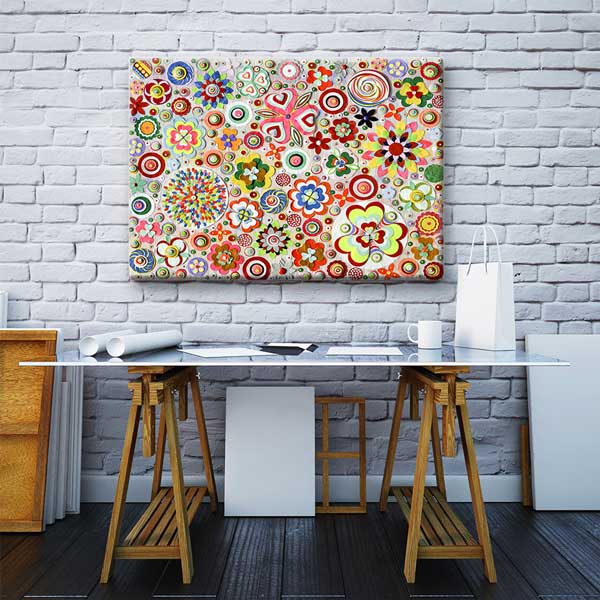 Renkli Soyut Çiçek Desenli Kanvas Tablo 4224
