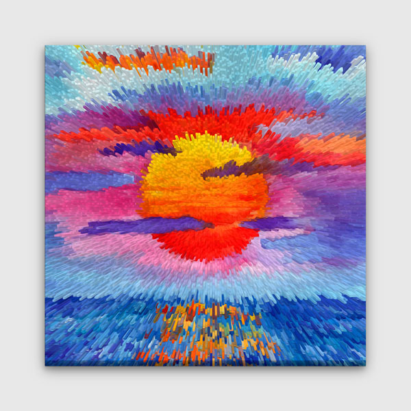 Soyut Renk Patlaması Güneş Kompozisyonu Kanvas Tablo 4398