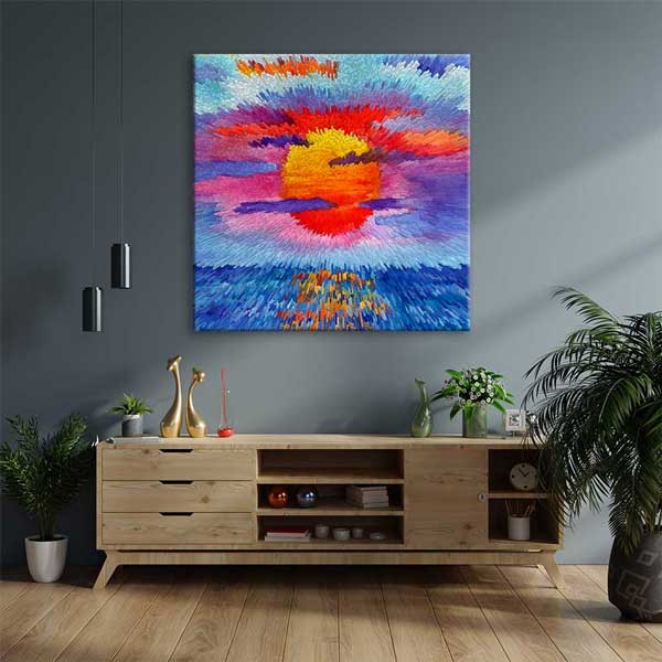 Soyut Renk Patlaması Güneş Kompozisyonu Kanvas Tablo 4398