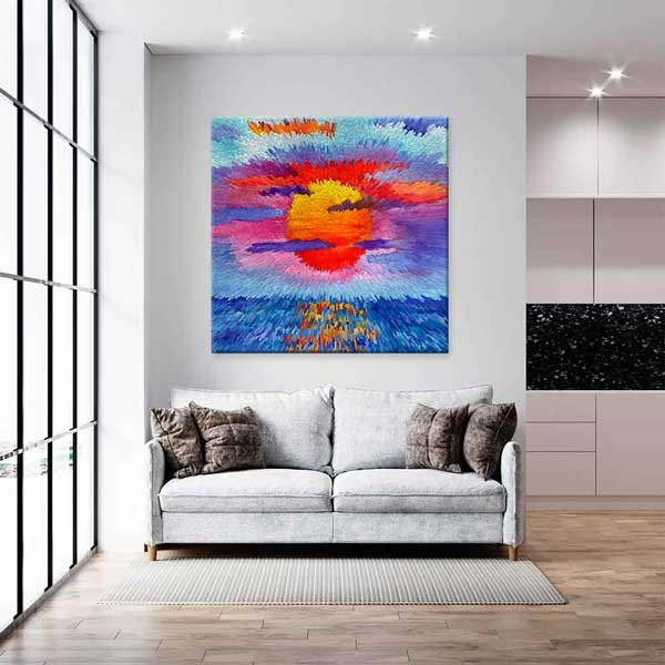 Soyut Renk Patlaması Güneş Kompozisyonu Kanvas Tablo 4398