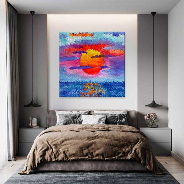 Soyut Renk Patlaması Güneş Kompozisyonu Kanvas Tablo 4398