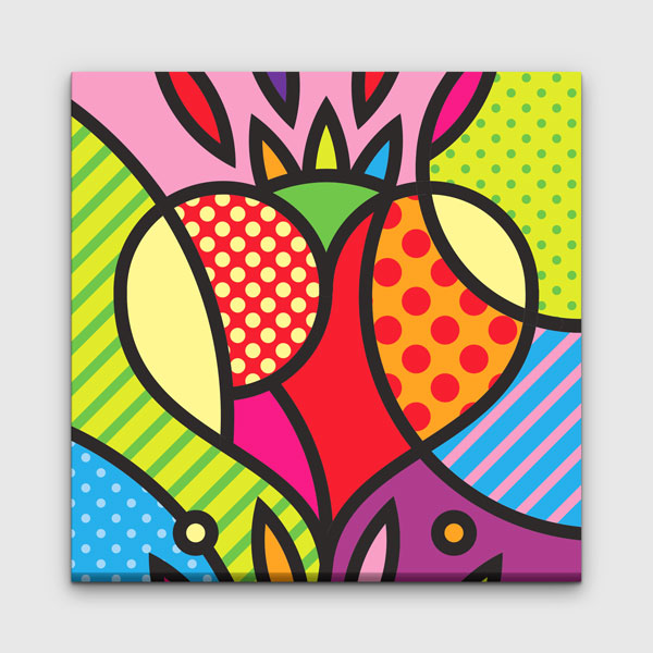 Pop Art Renkli Kalp Desenli Romantik Kanvas Tablo 4475