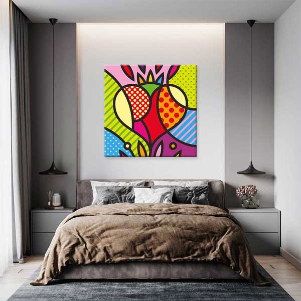 Pop Art Renkli Kalp Desenli Romantik Kanvas Tablo 4475