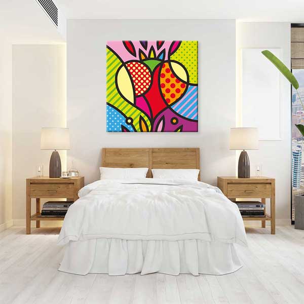 Pop Art Renkli Kalp Desenli Romantik Kanvas Tablo 4475