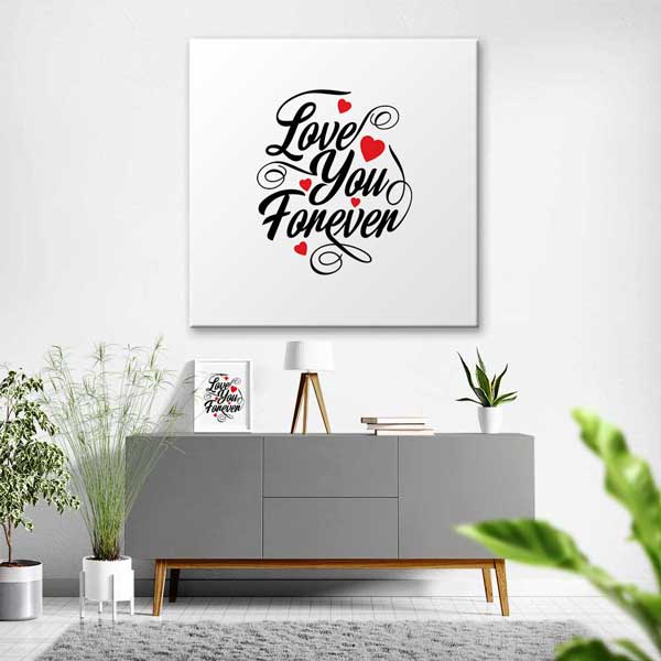 kanvas-tablo-4479-01 Love You Forever Yazılı Romantik Kanvas Tablo 4479