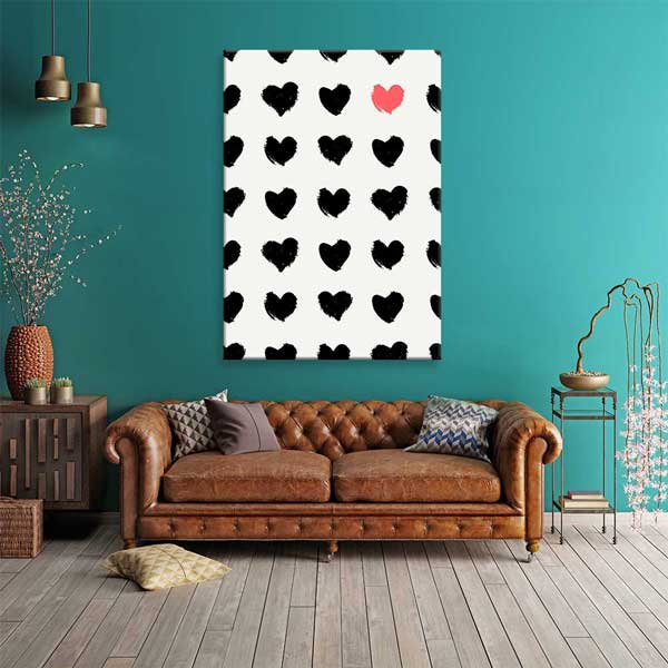 kanvas-tablo-4482-01 Minimal Siyah Kalpler Romantik Kanvas Tablo 4482