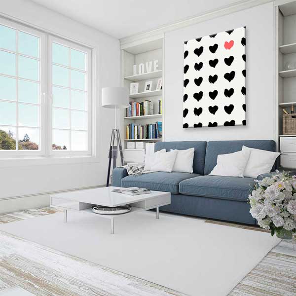 kanvas-tablo-4482-02 Minimal Siyah Kalpler Romantik Kanvas Tablo 4482