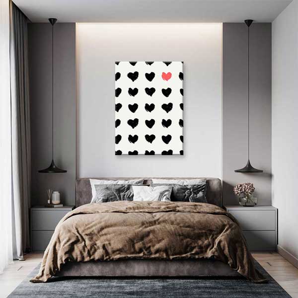 kanvas-tablo-4482-03 Minimal Siyah Kalpler Romantik Kanvas Tablo 4482