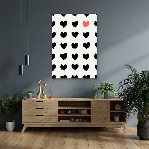 kanvas-tablo-4482-04 Minimal Siyah Kalpler Romantik Kanvas Tablo 4482