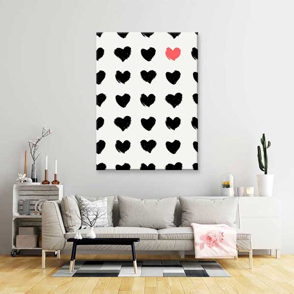 kanvas-tablo-4482-05 Minimal Siyah Kalpler Romantik Kanvas Tablo 4482