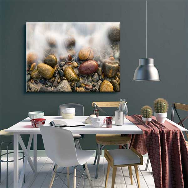 Dalgalar Arasında Renkli Çakıl Taşları Deniz Temalı Duvar Tablosu 4573