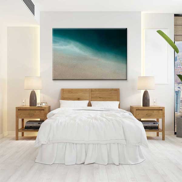 Minimal Turkuaz Deniz ve Kumsal Soyut Dokulu Duvar Tablosu 4577