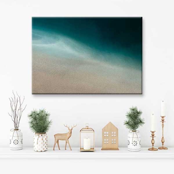 Minimal Turkuaz Deniz ve Kumsal Soyut Dokulu Duvar Tablosu 4577